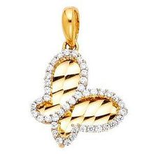 Load image into Gallery viewer, 14K Yellow Gold 12mm CZ Butterfly Pendant