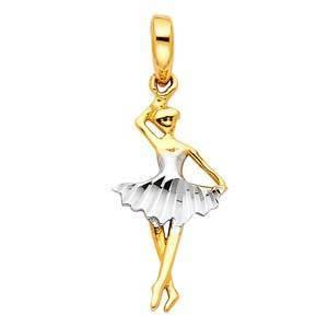 14K Gold Two Tone 10mm Dancing Ballerina  Pendant