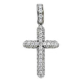14k White Gold 10mm Cross CZ Religious Pendant