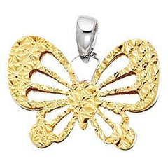 14K Gold Two Tone 14mm Butterfly Pendant