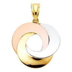 14K Gold Tri Color 19mm Love Circle Pendant