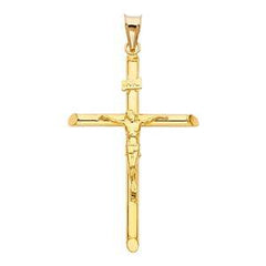 14K Yellow Gold 28mm Religious Cross Crucifix Pendant