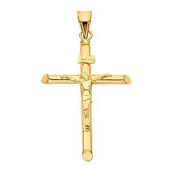 14K Yellow Gold 23mm Religious Cross Crucifix Pendant
