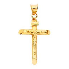 Load image into Gallery viewer, 14K Yellow Gold 17mm Religious Cross Crucifix Pendant
