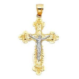 14K Two Tone 22mm Jesus Religious Crucifix Cross Pendant