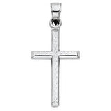 14K White Gold 16mm Cross Religious Pendant