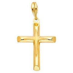14K Yellow Gold 18mm Cross Religious Pendant