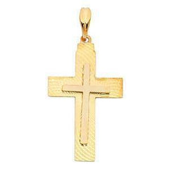 14K Gold 19mm Two Tone Cross Religious Pendant