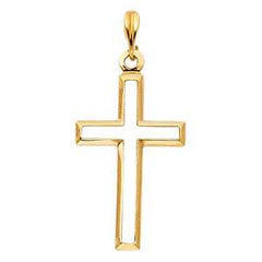 14K Yellow Gold 14mm Opening Cross Religious Pendant