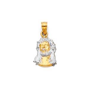 14K Two Tone 11mm Jesus Face Religious Pendant