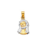 14K Two Tone 11mm Jesus Face Religious Pendant