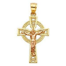 Load image into Gallery viewer, 14K Gold 18mm Two Tone Jesus Crucifix Cross Religious Pendant - silverdepot