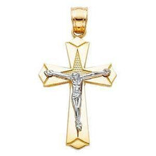 Load image into Gallery viewer, 14K Gold 18mm Two Tone Jesus Crucifix Cross Religious Pendant - silverdepot