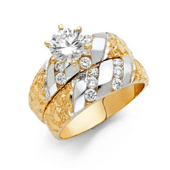 14K Two Tone Gold 6mm CZ Ladies Wedding Band