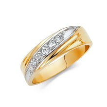 Load image into Gallery viewer, 14K Two Tone Gold 8mm CZ Men's Wedding Band