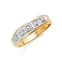 Load image into Gallery viewer, 14K Two Tone Gold 6mm CZ Men's Wedding Band