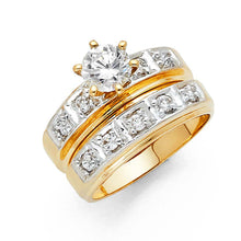 Load image into Gallery viewer, 14K Two Tone Gold 4mm CZ Ladies Wedding Ring--Wedding Band And Engagement Ring are sold Separately