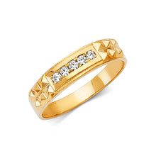 Load image into Gallery viewer, 14K Yellow Gold Round 5mm CZ Men's Wedding Band