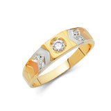 14K Tri Color Gold 5mm CZ Men's Band