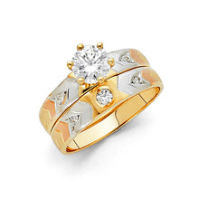 Load image into Gallery viewer, 14K Tri Color Gold 4mm CZ Ladies Wedding Ring--Wedding Band and Engagement Rings are sold Separately