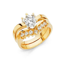 Load image into Gallery viewer, 14K Yellow Gold 5mm Clear CZ Duo Set Engagement Ring - silverdepot