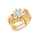 14K Yellow Gold 5mm Clear CZ Duo Set Engagement Ring