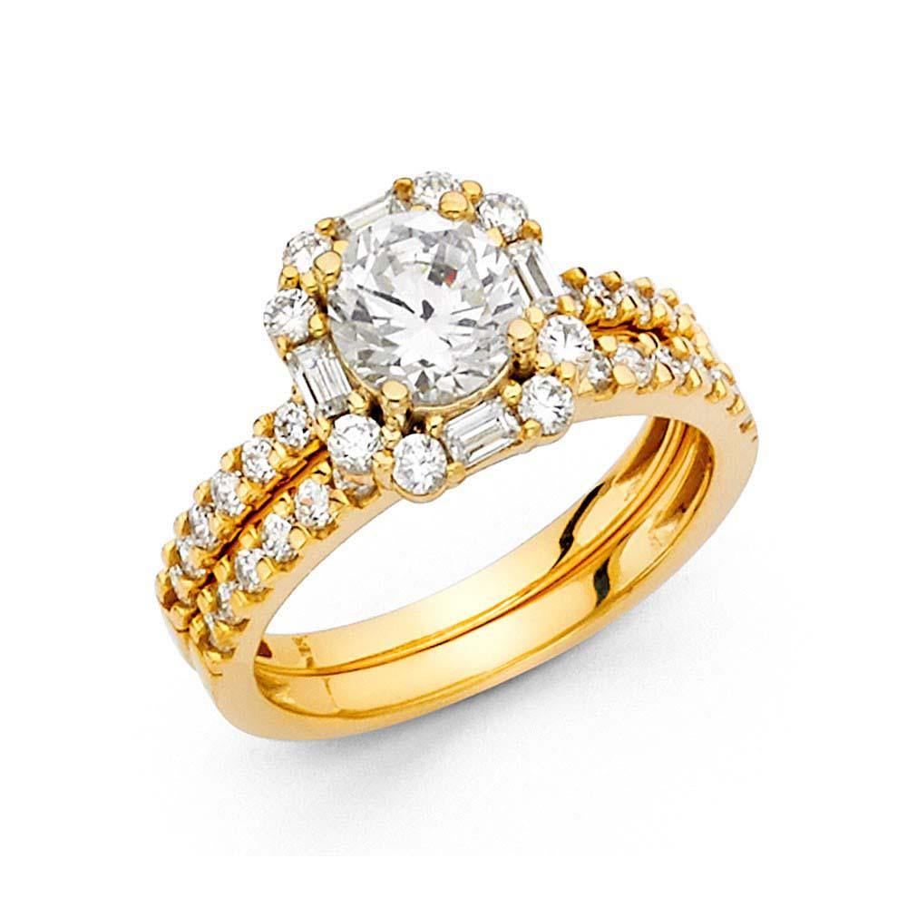 14K Yellow Gold Round 3mm CZ Ladies Wedding Band Only - silverdepot