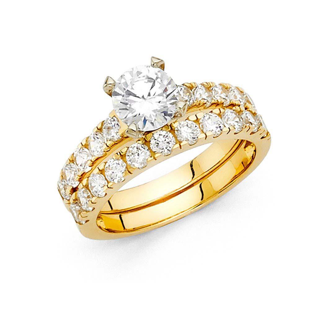 14K Yellow Gold Round 3mm CZ Ladies Wedding Ring---Wedding Band and Engagement Ring are sold separately