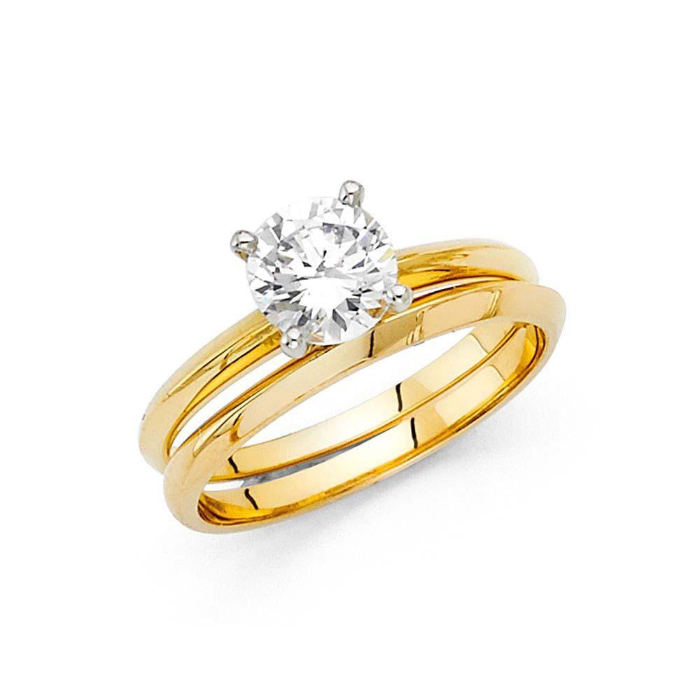 14K Yellow Gold Polished Clear CZ Engagement Ring