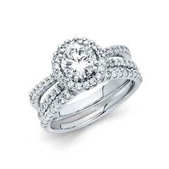 14K White Gold 8mm Round CZ Duo Set