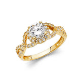 14K Yellow Gold 8mm Round CZ Engagement Ring