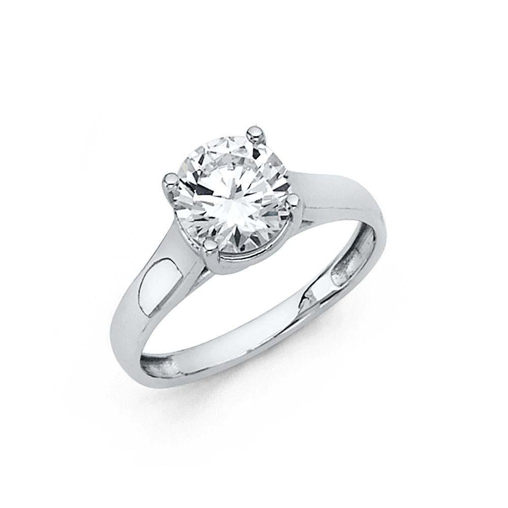 14K White Gold Polished Clear CZ Engagement Ring