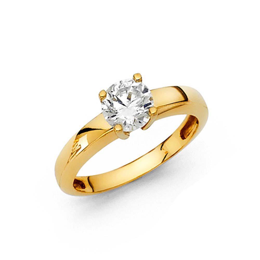 14K Yellow Gold Polished Clear CZ Engagement Ring