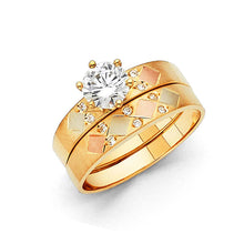Load image into Gallery viewer, 14K Tri Color Gold 4mm CZ Ladies Wedding Ring--Wedding Band and Engagement Rings are sold Separately