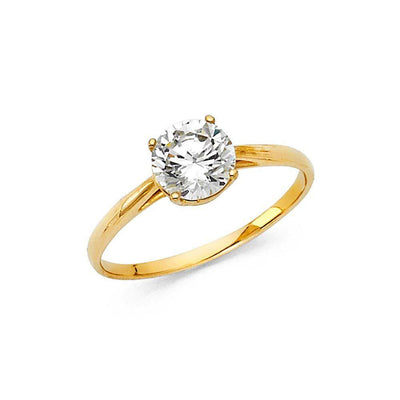 14K Yellow Gold Polished Clear CZ Engagement Ring - silverdepot