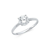 14K White Gold Polished Clear CZ Engagement Ring