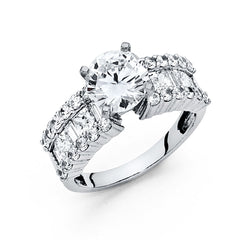 14K White CZ Engagement Ring