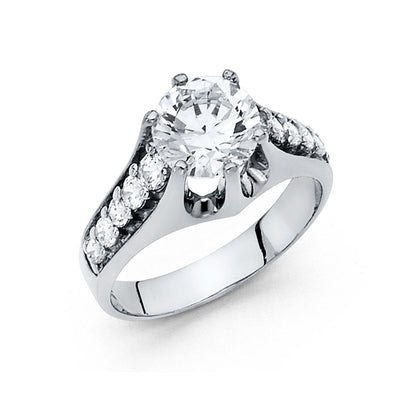 14K White CZ Engagement Ring 5grams