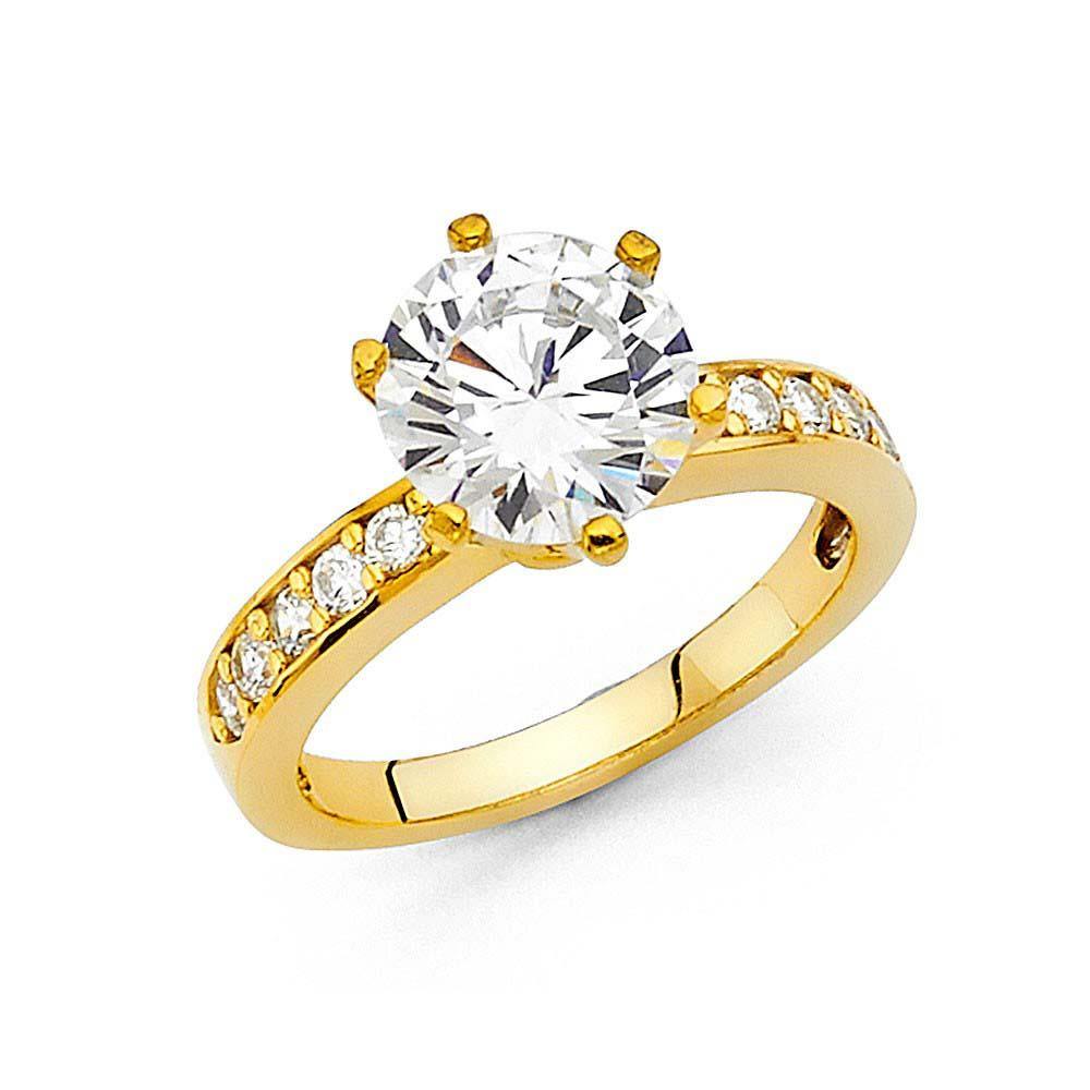 14K Yellow Gold 2.5mm Clear CZ Engagement Ring