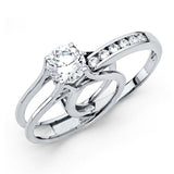 14K White Gold 4mm Round CZ Engagement Ring