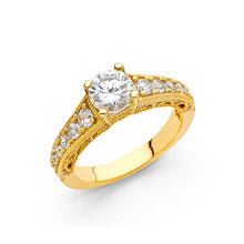 Load image into Gallery viewer, 14K Yellow Gold 4mm Round CZ Engagement Ring