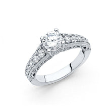 Load image into Gallery viewer, 14K White Gold 4mm Round CZ Engagement Ring