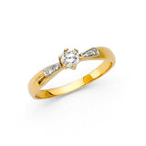14K Yellow Gold 2.5mm Round CZ Engagement Ring