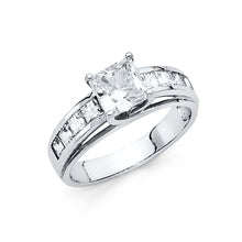 Load image into Gallery viewer, 14K White Gold Polished Clear CZ Engagement Ring