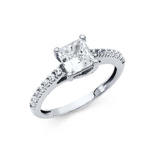 Load image into Gallery viewer, 14K White Gold Polished Clear CZ Engagement Ring