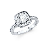 14K White Gold Polished Clear CZ Engagement Ring