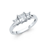 14K White Gold Polished Clear CZ Engagement Ring
