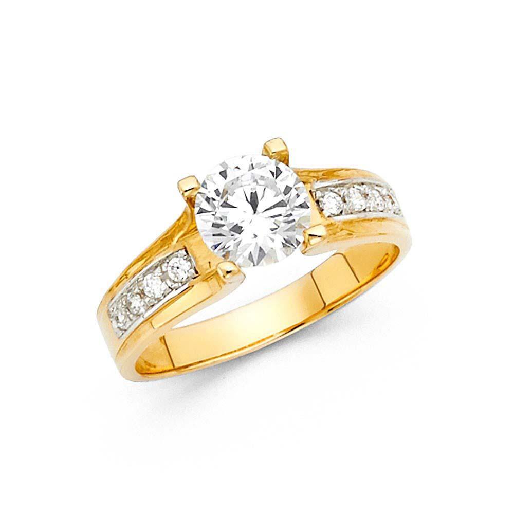 14K Yellow Gold Polished Clear CZ Engagement Ring