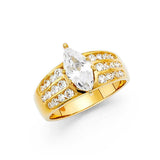 14K Yellow Gold 7mm Fancy And Clear CZ Engagement Rings