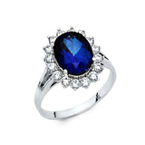 14K White Gold 2.5mm Blue And Clear CZ Engagement Ring